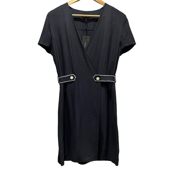 Rag & Bone NWT‎ Black Tabitha Mini Dress Textured Twill Jacquard Button Waist S - Picture 1 of 9